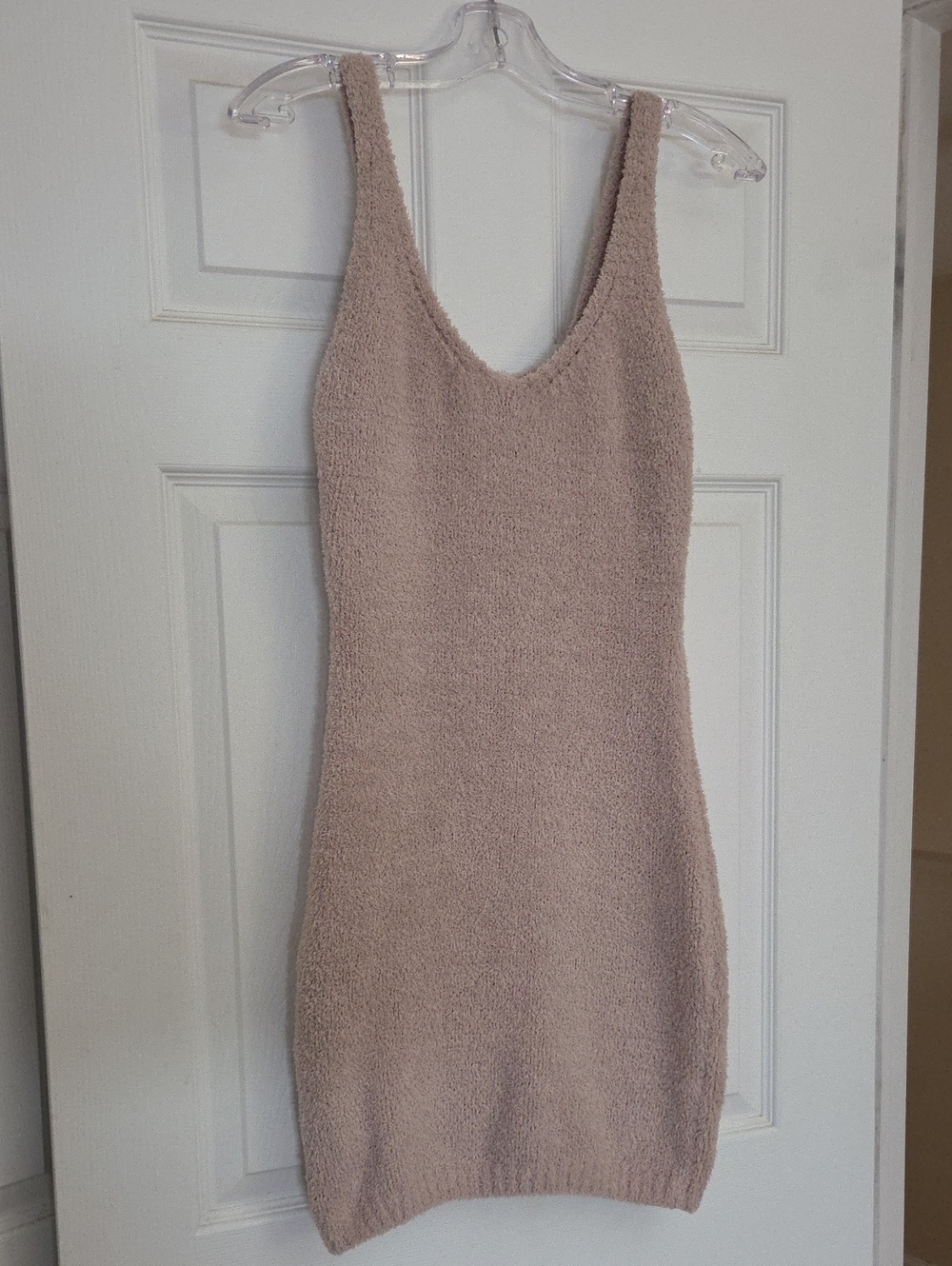 Dreamers Beige Fuzzy Knit Mini Dress